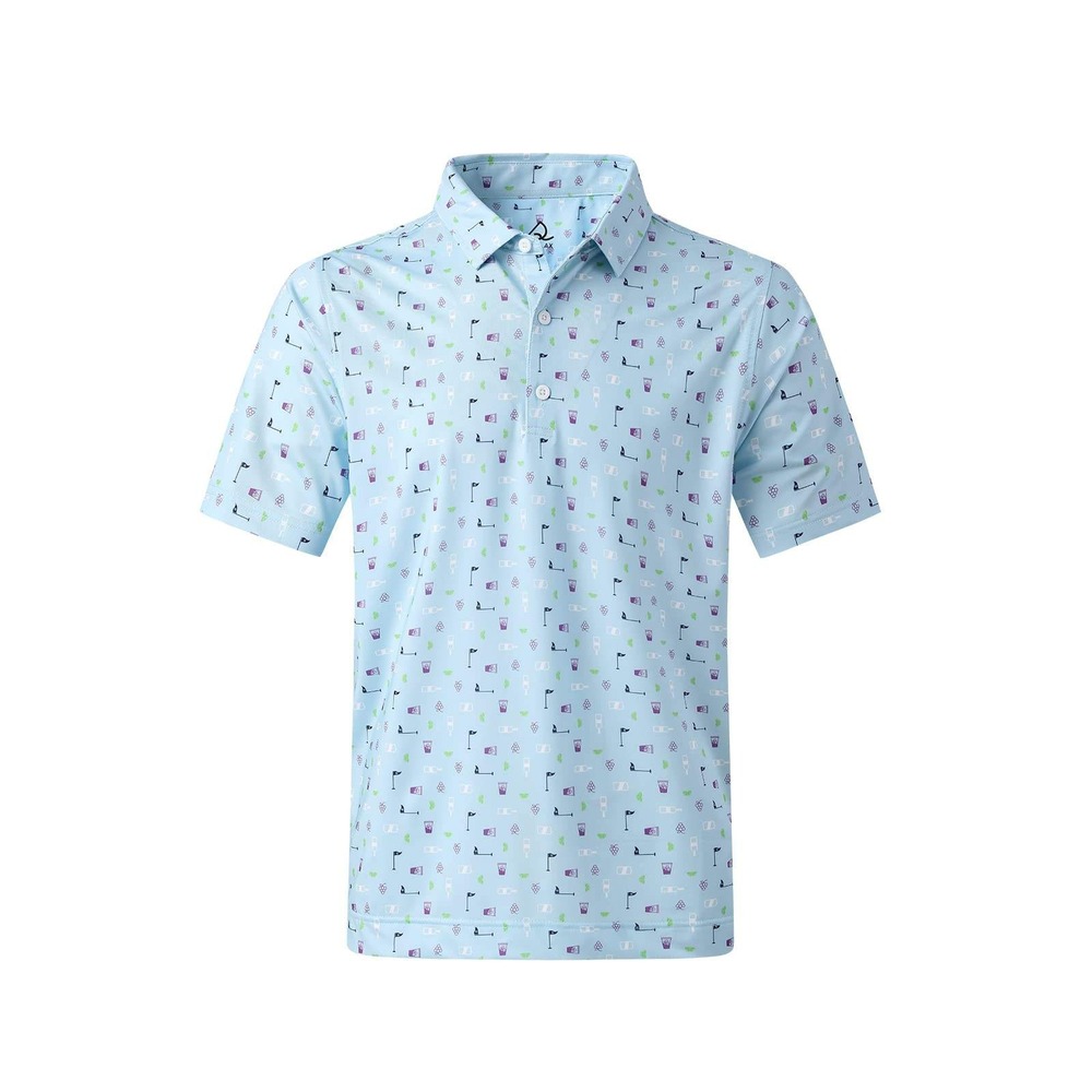 DEOLAX Men's Sz L Golf Shirt Moisture Wicking Regular Fit Wine Grapes Print Polo